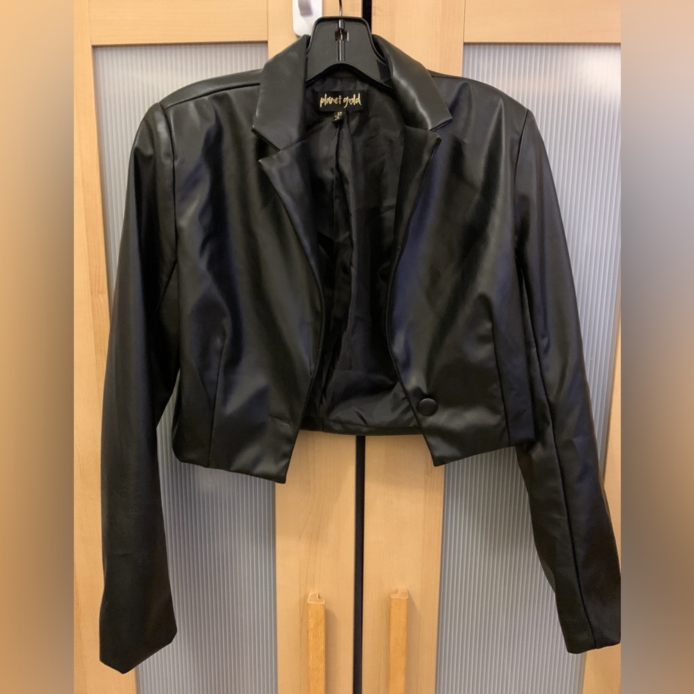 Planet Gold Faux Leather jacket size xs